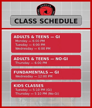 Barrick BJJ Schedule.
